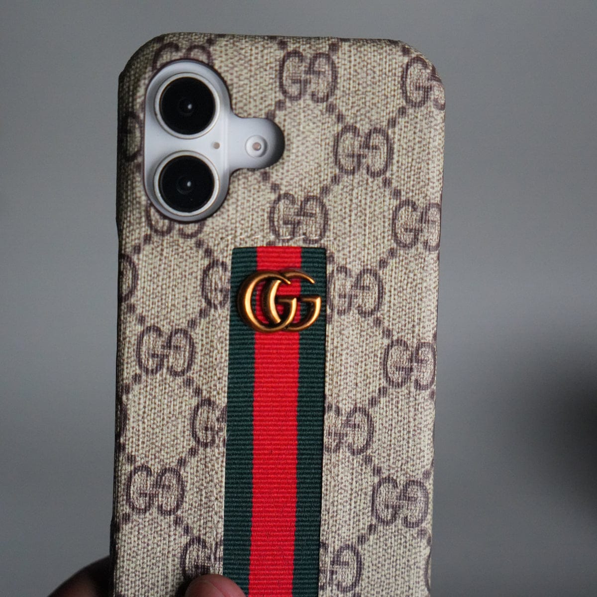 iPhone 17 Series GG Fashion Green Red Stripe Cover | BEIGE