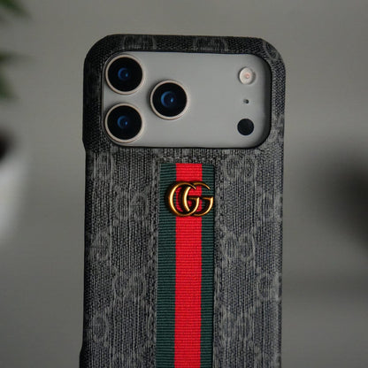 iPhone 17 Series GG Fashion Green Red Stripe Cover | BLACK