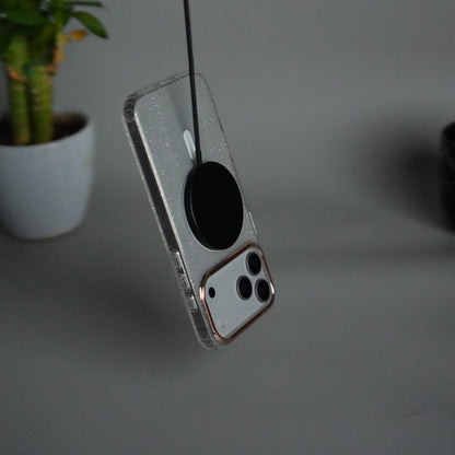 iPhone 17 Series Glitter MagSafe Case | Transparent Cover with Sparkle Finish & Metallic Camera Bumper