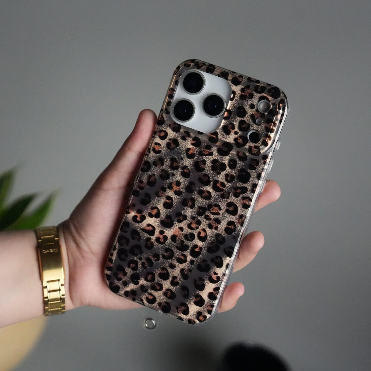 iPhone 17 Series Leopard Print Case with Beaded Wrist Strap | Cute Transparent Designer Cover