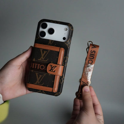 iPhone 17 Series Luxury Brand Cardholder Crossbody Sling Strap Case