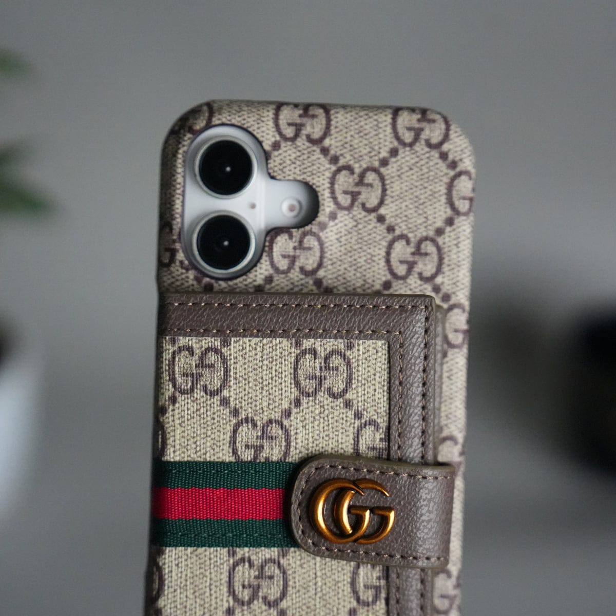 iPhone 17 Series Luxury Brand GG Wallet Case Cover