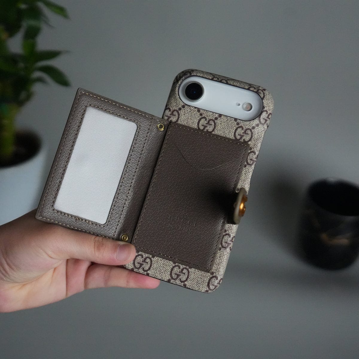 iPhone 17 Series Luxury Brand GG Wallet Case Cover
