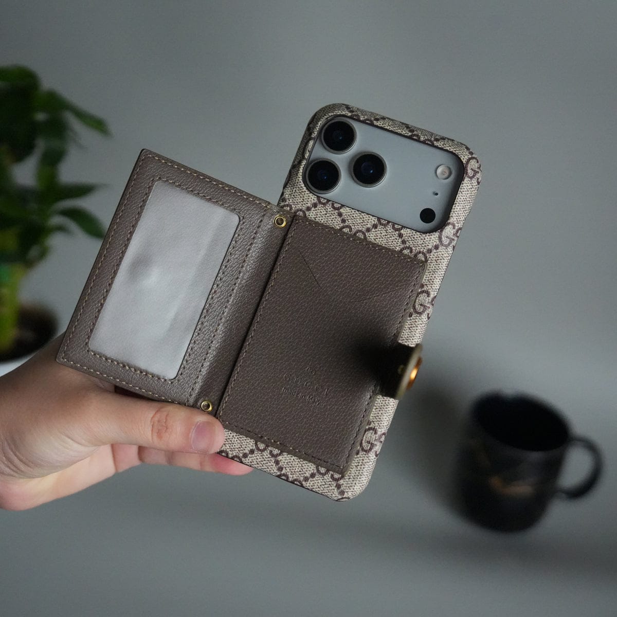 iPhone 17 Series Luxury Brand GG Wallet Case Cover