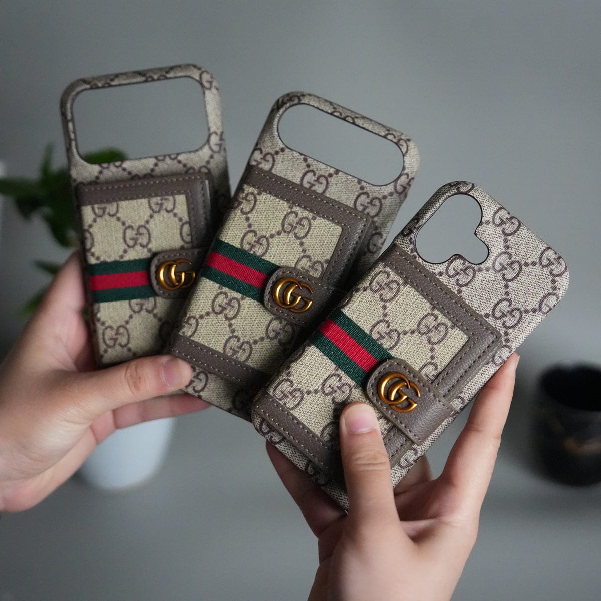 iPhone 17 Series Luxury Brand GG Wallet Case Cover