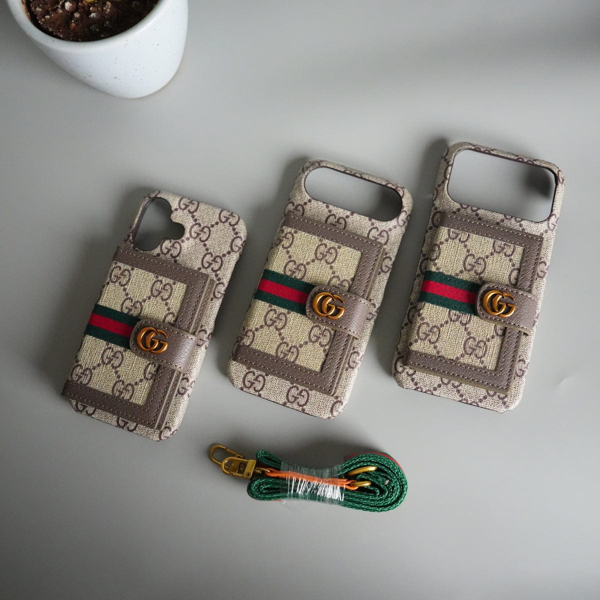 iPhone 17 Series Luxury Brand GG Wallet Case Cover