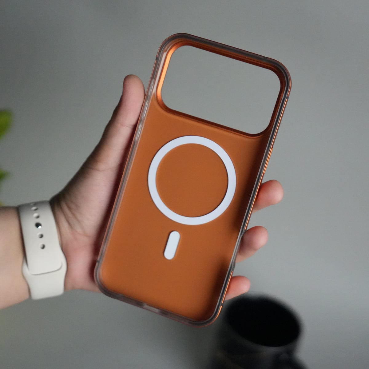 iPhone 17 Series Metal Side Bumper Leather Feel Magsafe case Cover | Orange