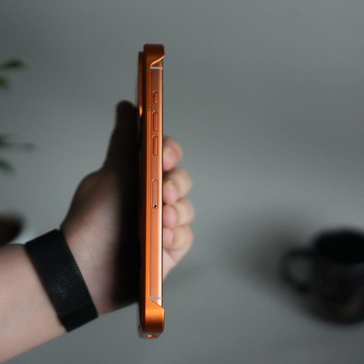 iPhone 17 Series Metallic Wood Leather AeroFLex Aluminium  Case With Rotating Stand