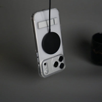 iPhone 17 Series Transparent Bottom Metal Stand MagSafe Supported Case Cover