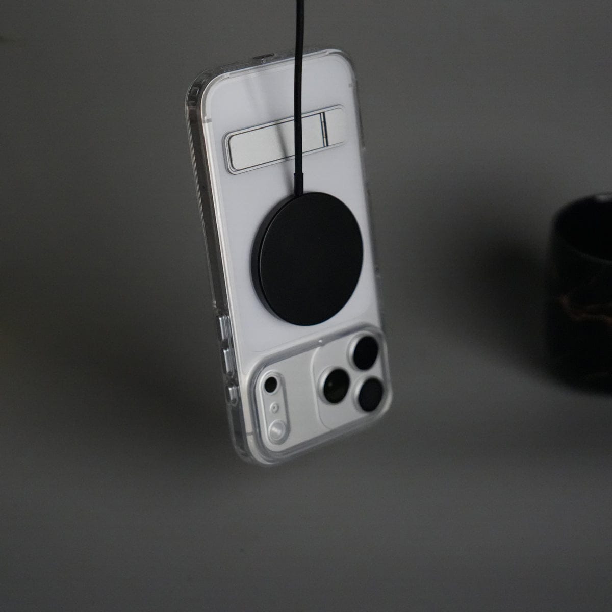 iPhone 17 Series Transparent Bottom Metal Stand MagSafe Supported Case Cover