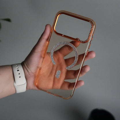 iPhone 17 Pro Luxury Diamond MagSafe Case | Crystal Clear Back Cover with Rhinestone Metal Camera Guard