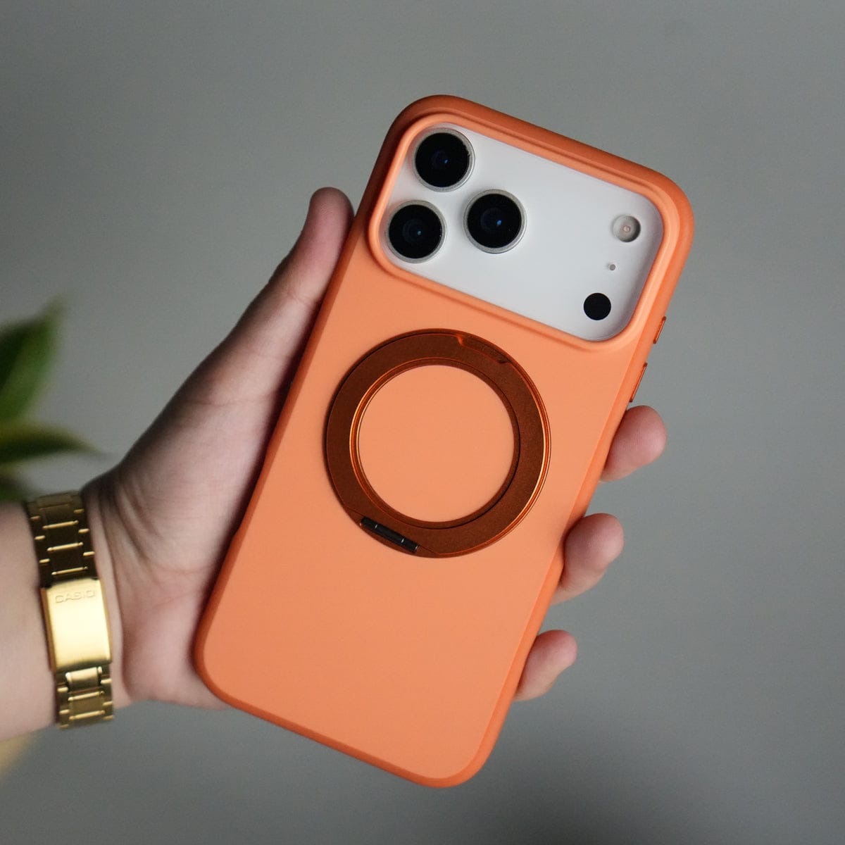 iPhone 17 Pro Matte Shockprof Case with Metal 360° Kickstand
