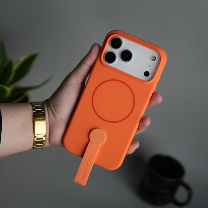 iPhone 17 Pro Silicone Case | Magnetic Ring | Silicone Rotating Grip Strap Cover