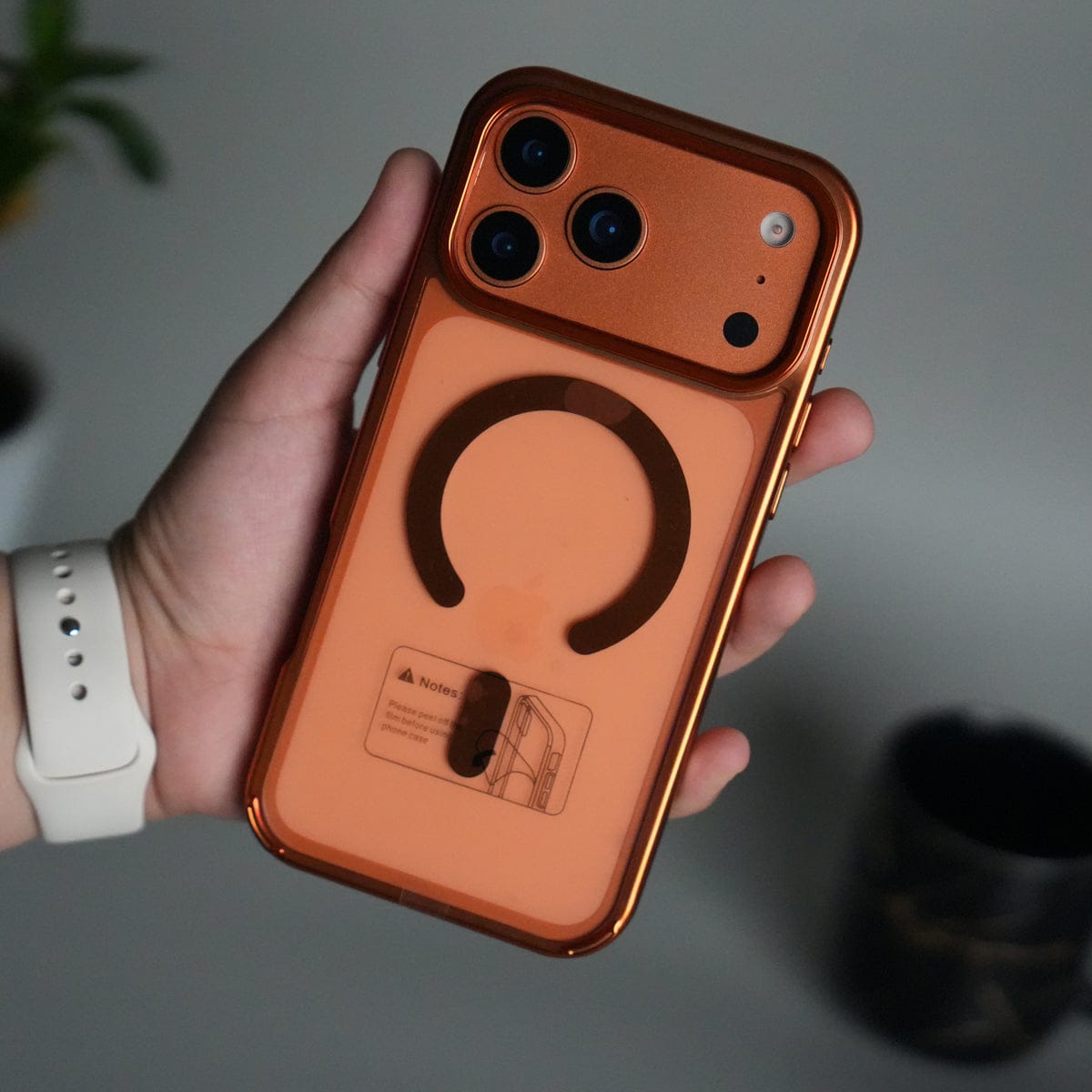 iPhone 17 Pro Max Transparent Side Chrome Electroplated Plated Magnetic Clear Back Case Covers