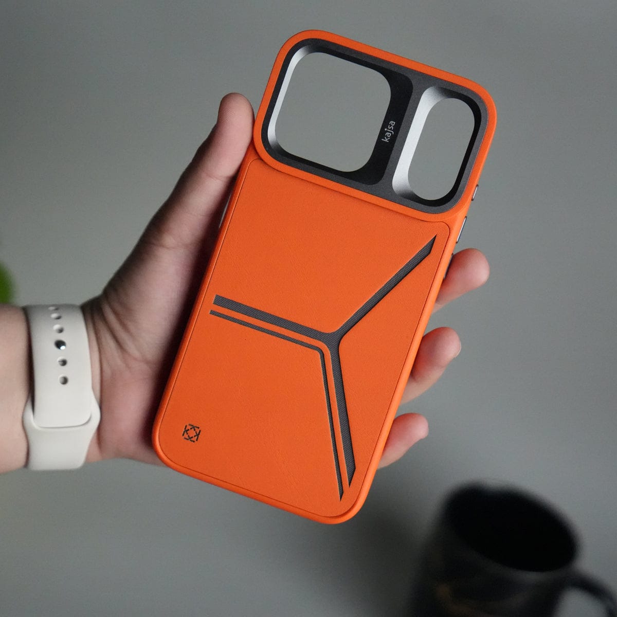 iPhone 17 Pro Tri-Strike Pattern Leather Case | Premium Luxury Back Cover with Metal Camera Frame