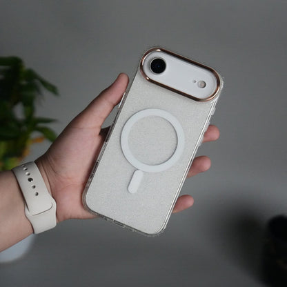 iPhone 17 Air Glitter MagSafe Case | Transparent Cover with Sparkle Finish & Metallic Camera Bumper