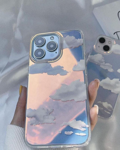 iPhone 16 Series Holographic Cloud Pattern Case Cover