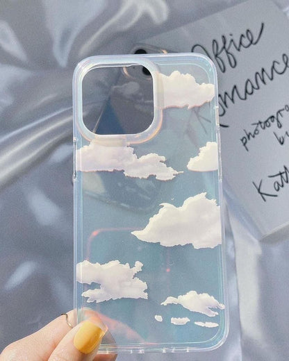 iPhone 15 Series Holographic Cloud Pattern Case Cover