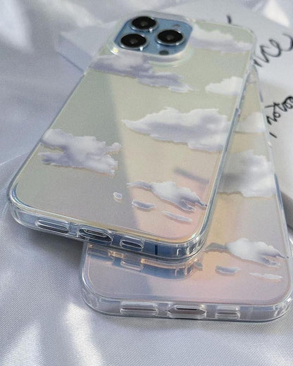 iPhone 15 Series Holographic Cloud Pattern Case Cover