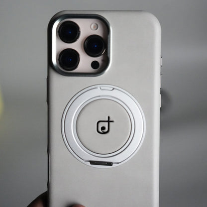 iPhone 15 Series Luxury Leather Magnetic Ring Case | Metal Camera Frame and Kickstand Cover