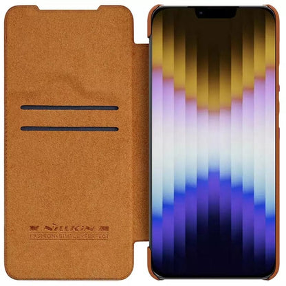 iPhone 15 Camera Protection QIN Leather Flip Case Brown