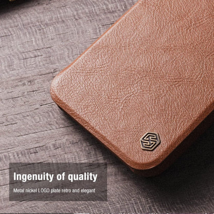iPhone 15 Pro Camera Protection QIN Leather Flip Case Brown