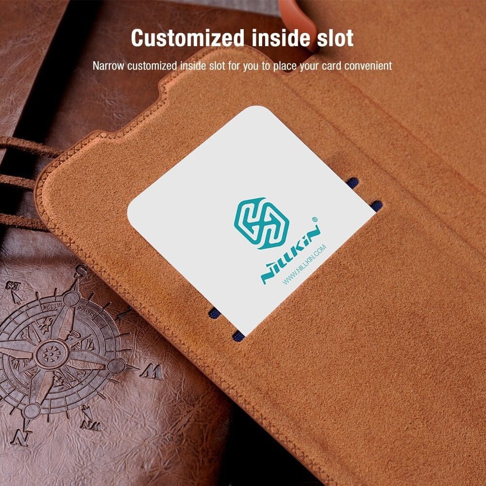 iPhone 15 Pro Camera Protection QIN Leather Flip Case Brown