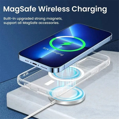 iPhone 16 series Crystal Clear Transparent Soft Silicone MagSafe Case Cover