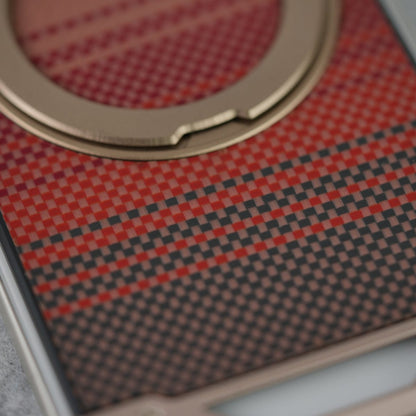 iPhone 16 Series Aramid Fiber Metal Case With Rotating Stand Desert Titanium