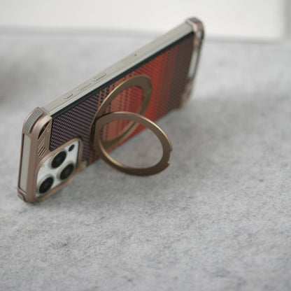 iPhone 16 Series Aramid Fiber Metal Case With Rotating Stand Desert Titanium