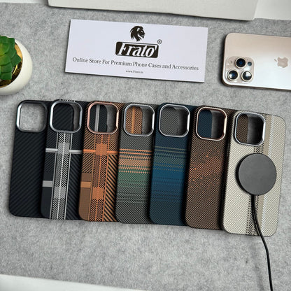 iPhone Carbon Fiber Texture Aramid Design Hard Pc MagSafe Case Cover