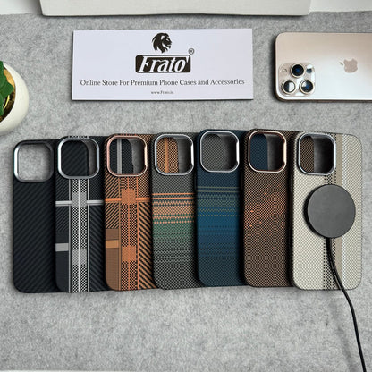 iPhone Carbon Fiber Texture Aramid Design Hard Pc MagSafe Case Cover