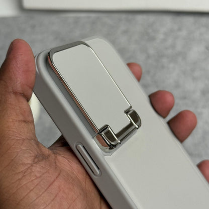 iPhone Metal Camera Cap Stand Case Cover ( WHITE )