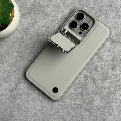 iPhone Metal Camera Cap Stand Case Cover ( WHITE )
