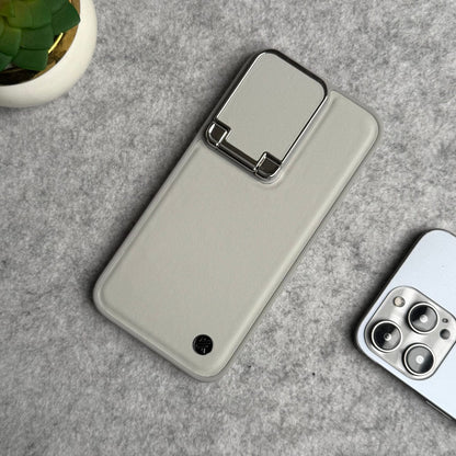 iPhone Metal Camera Cap Stand Case Cover ( WHITE )