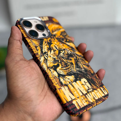 iPhone Series Carbon Fiber Texture Tiger Lion Design Hard Pc MagSafe Case Cover