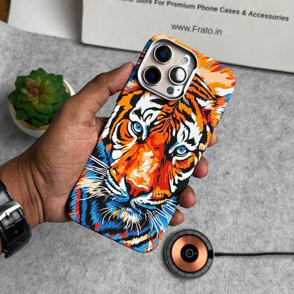 iPhone Series Carbon Fiber Texture Tiger Lion Design Hard Pc MagSafe Case Cover