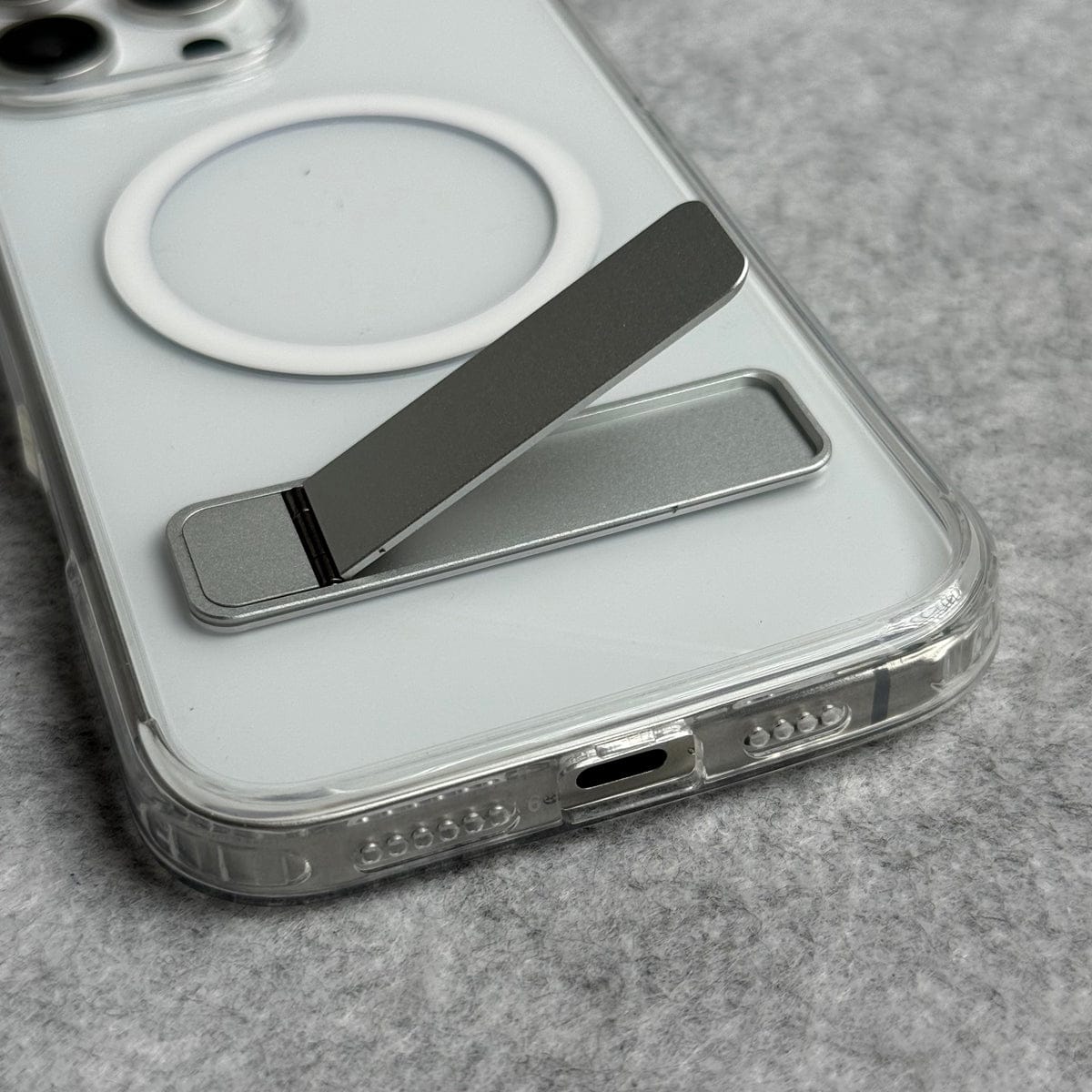 iPhone Transparent Bottom Metal Stand MagSafe Supported Case Cover