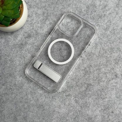 iPhone Transparent Bottom Metal Stand MagSafe Supported Case Cover