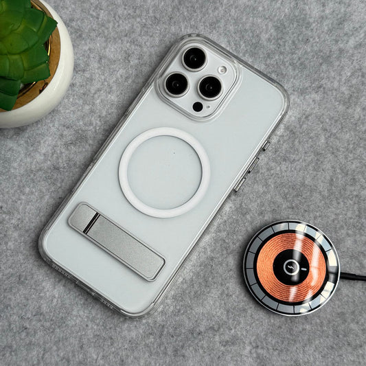 iPhone Transparent Bottom Metal Stand MagSafe Supported Case Cover