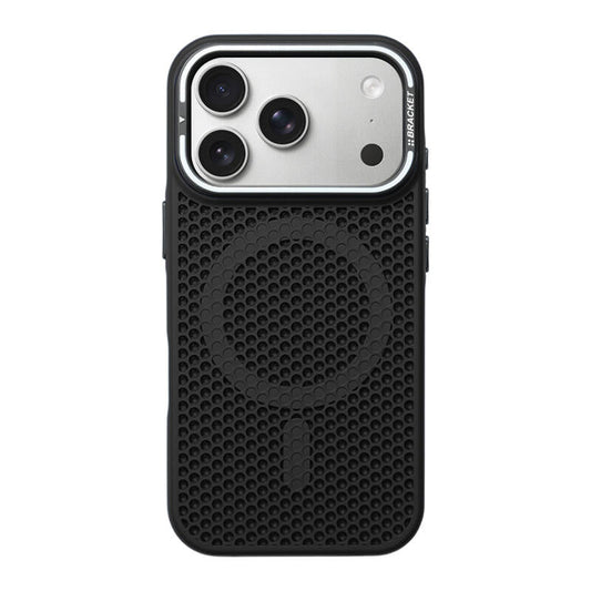 Honeycomb Bracket MagSafe Phone Case - Black