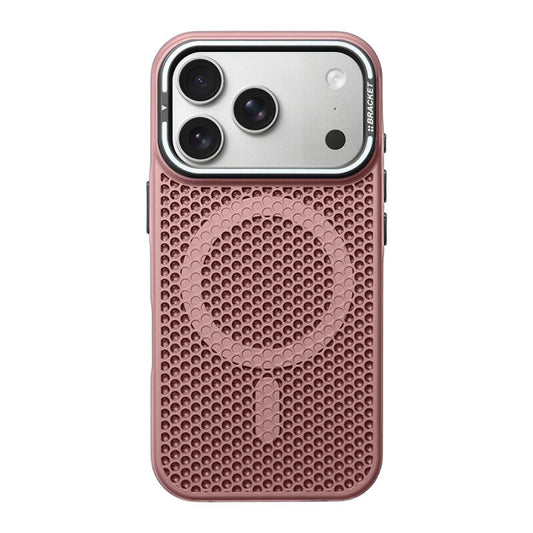 Honeycomb Bracket MagSafe Phone Case - Pink