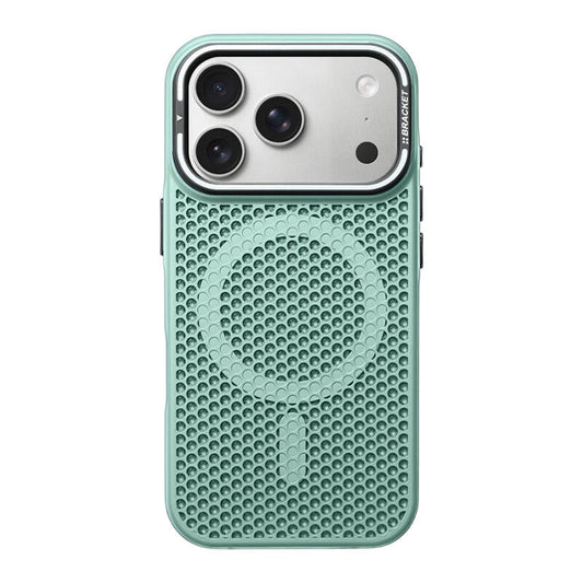 Honeycomb Bracket MagSafe Phone Case - Mint Green