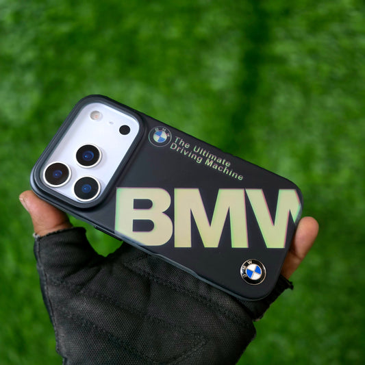 iPhone 17 Pro Max BMW Case, "The Ultimate Driving Machine" Multi Changing Color Case with Real Logo - Black