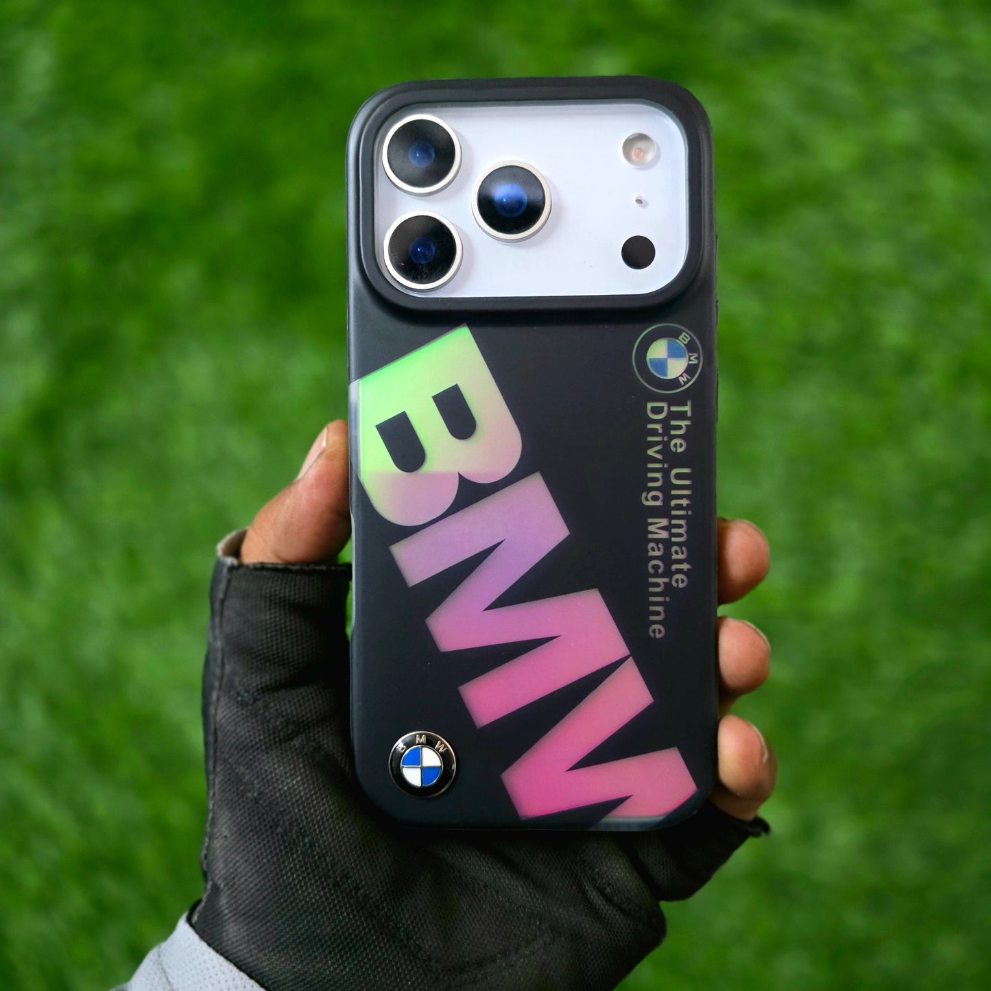 iPhone 17 Pro Max BMW Case, "The Ultimate Driving Machine" Multi Changing Color Case with Real Logo - Black