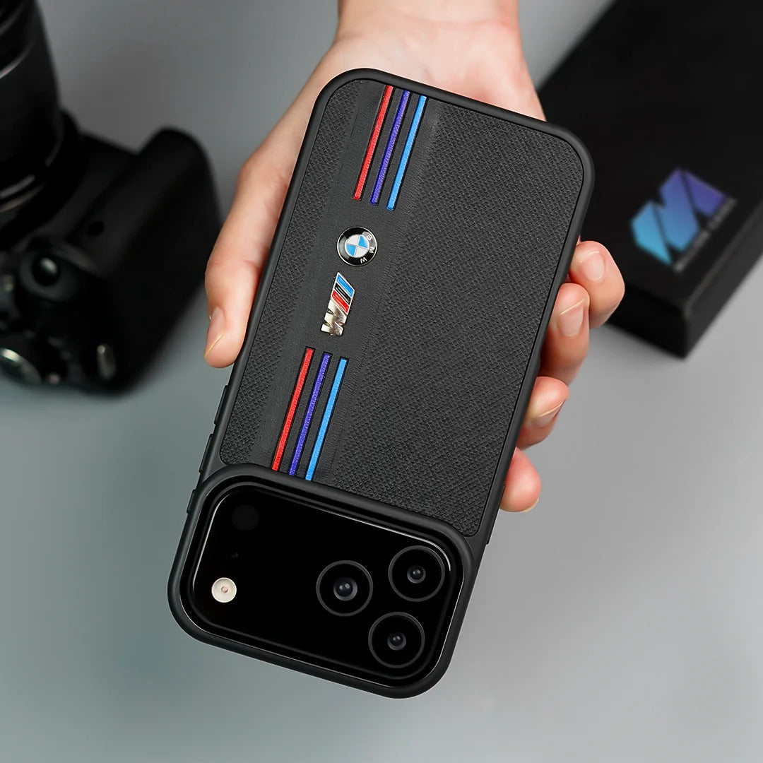 iPhone 17 Pro Max BMW Case, BMW M-Sport Performance Series Leather Back cover - Black