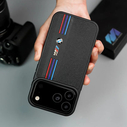 iPhone 17 Pro Max BMW Case, BMW M-Sport Performance Series Leather Back cover - Black