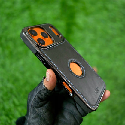 iPhone 17 Pro Max Leather Cover, Luxurious Premium Quality Genuine Leather Case - Black