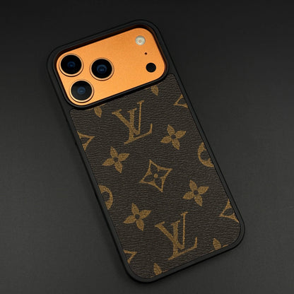 iPhone 17 Pro Max LV Leather Case, Luxurious Louis Vuitton Leather Case - Brown
