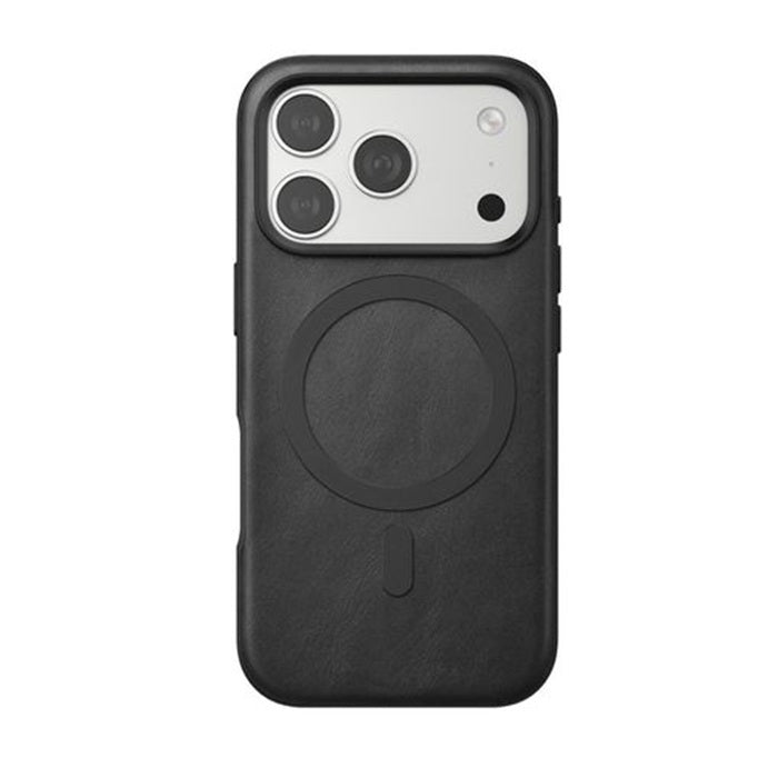 iPhone 17 Pro Max Leather Magsafe Case Premium Luxurious Leather with Metal Magnetic Magsafe Ring - Black